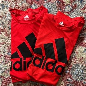 L 14/16 Adidas Aeroready Red and Black Logo Tee